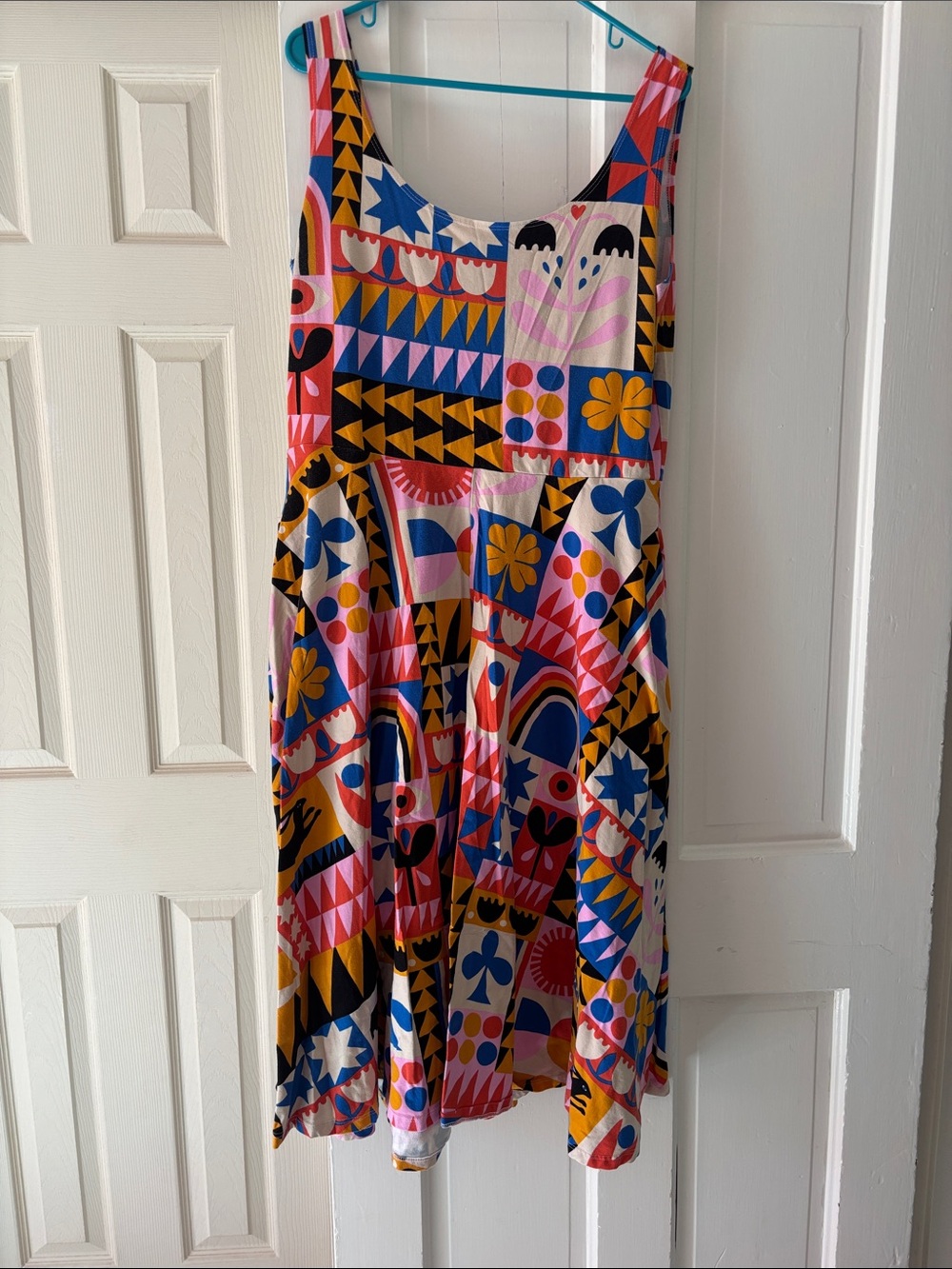 Nooworks Multicolor Geometric Midi Dress Lisa Congdon RARE